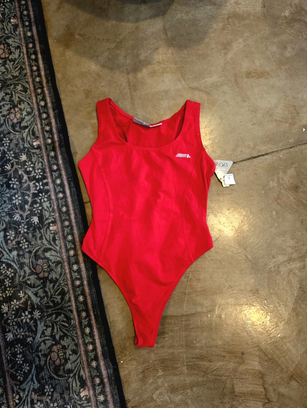Vintage Nwt 80's LIZSPORT Red Sleeveless Bodysuit One Piece